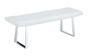 English Elm Dining Bench Faux Leather Upholstered with Arched Electroplated Legs for Modern Rooms W3493P449285