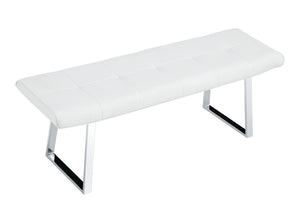 English Elm Dining Bench Faux Leather Upholstered with Arched Electroplated Legs for Modern Rooms W3493P449285