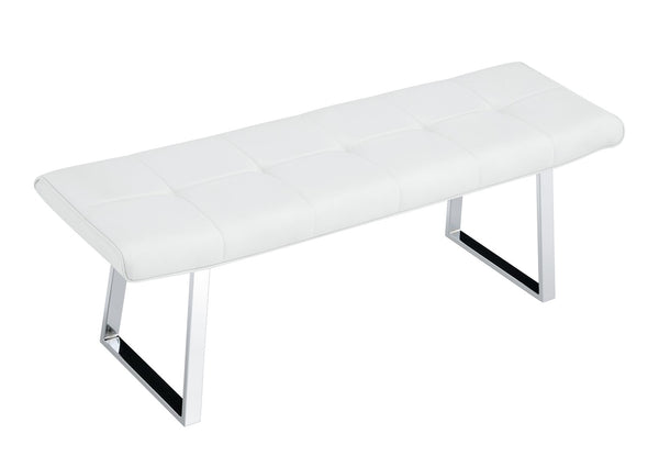 English Elm Dining Bench Faux Leather Upholstered with Arched Electroplated Legs for Modern Rooms W3493P449285