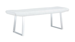English Elm Dining Bench Faux Leather Upholstered with Arched Electroplated Legs for Modern Rooms W3493P449285