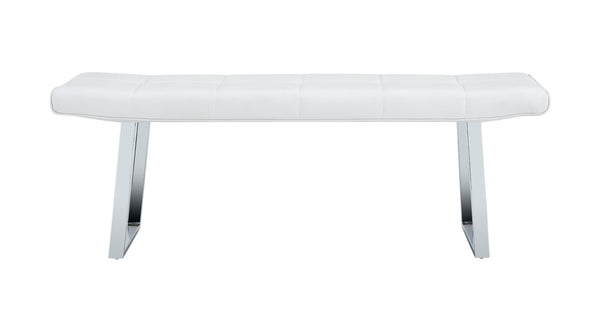 English Elm Dining Bench Faux Leather Upholstered with Arched Electroplated Legs for Modern Rooms W3493P449285