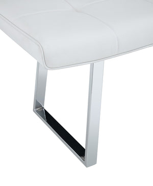 English Elm Dining Bench Faux Leather Upholstered with Arched Electroplated Legs for Modern Rooms W3493P449285