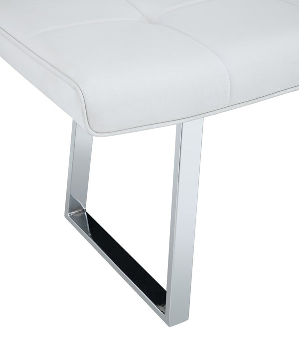 English Elm Dining Bench Faux Leather Upholstered with Arched Electroplated Legs for Modern Rooms W3493P449285
