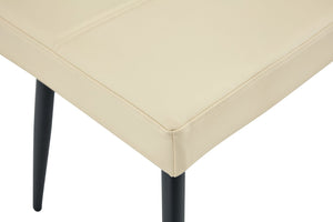 English Elm Dining Bench Faux Leather Upholstered with Arched Electroplated Legs for Modern Rooms Off White W3493P449301