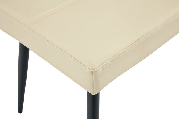 English Elm Dining Bench Faux Leather Upholstered with Arched Electroplated Legs for Modern Rooms Off White W3493P449301
