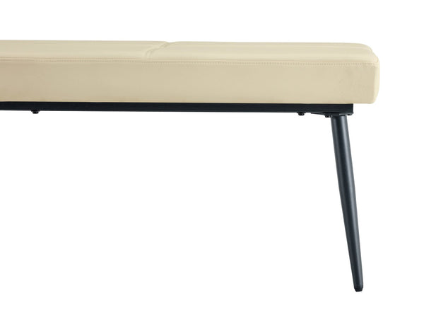 English Elm Dining Bench Faux Leather Upholstered with Arched Electroplated Legs for Modern Rooms Off White W3493P449301