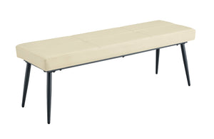 English Elm Dining Bench Faux Leather Upholstered with Arched Electroplated Legs for Modern Rooms Off White W3493P449301