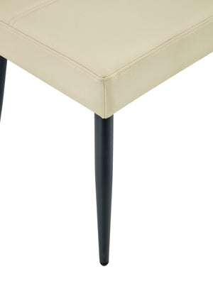 English Elm Dining Bench Faux Leather Upholstered with Arched Electroplated Legs for Modern Rooms Off White W3493P449301