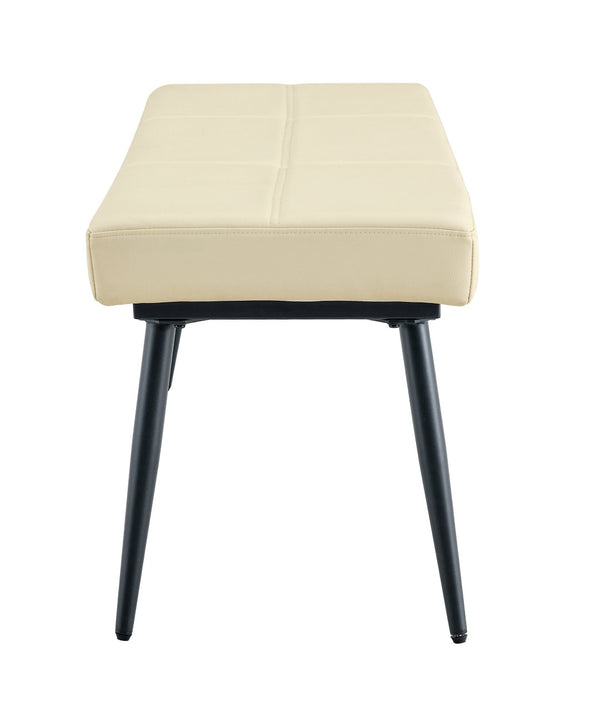 English Elm Dining Bench Faux Leather Upholstered with Arched Electroplated Legs for Modern Rooms Off White W3493P449301