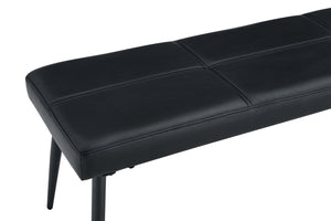 English Elm Dining Bench Faux Leather Upholstered with Arched Electroplated Legs for Modern Rooms Black W3493P449306