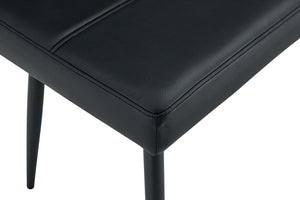 English Elm Dining Bench Faux Leather Upholstered with Arched Electroplated Legs for Modern Rooms Black W3493P449306