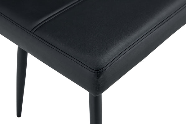 English Elm Dining Bench Faux Leather Upholstered with Arched Electroplated Legs for Modern Rooms Black W3493P449306