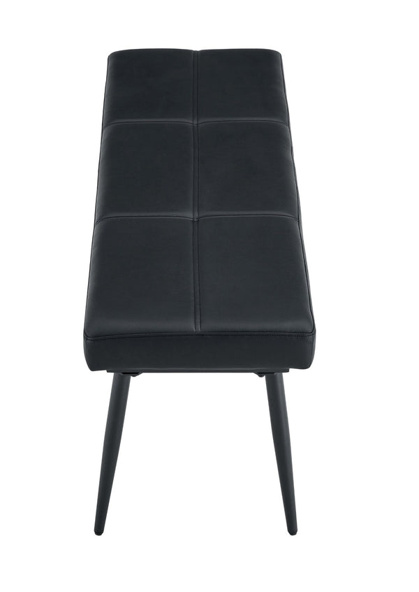 English Elm Dining Bench Faux Leather Upholstered with Arched Electroplated Legs for Modern Rooms Black W3493P449306