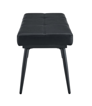 English Elm Dining Bench Faux Leather Upholstered with Arched Electroplated Legs for Modern Rooms Black W3493P449306