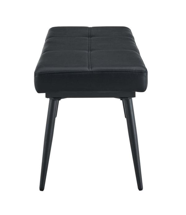 English Elm Dining Bench Faux Leather Upholstered with Arched Electroplated Legs for Modern Rooms Black W3493P449306