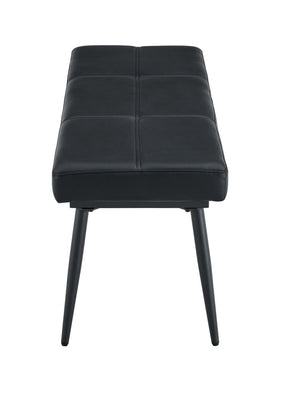 English Elm Dining Bench Faux Leather Upholstered with Arched Electroplated Legs for Modern Rooms Black W3493P449306