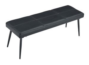English Elm Dining Bench Faux Leather Upholstered with Arched Electroplated Legs for Modern Rooms Black W3493P449306