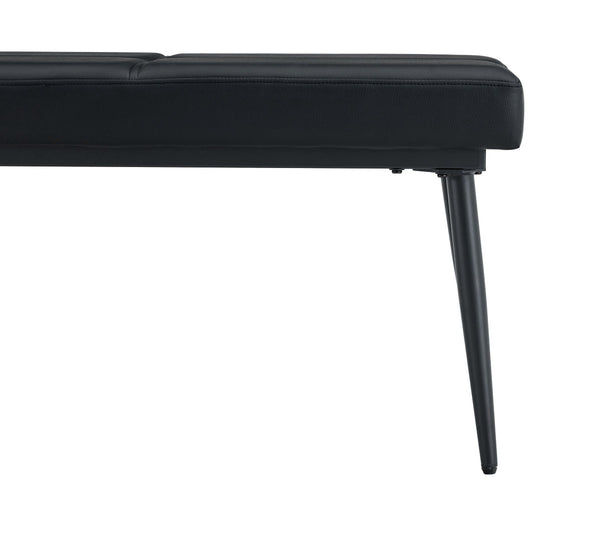 English Elm Dining Bench Faux Leather Upholstered with Arched Electroplated Legs for Modern Rooms Black W3493P449306