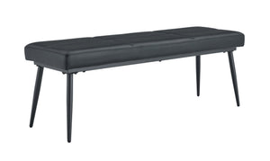 English Elm Dining Bench Faux Leather Upholstered with Arched Electroplated Legs for Modern Rooms Black W3493P449306