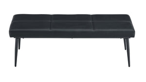 English Elm Dining Bench Faux Leather Upholstered with Arched Electroplated Legs for Modern Rooms Black W3493P449306