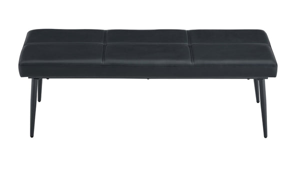 English Elm Dining Bench Faux Leather Upholstered with Arched Electroplated Legs for Modern Rooms Black W3493P449306