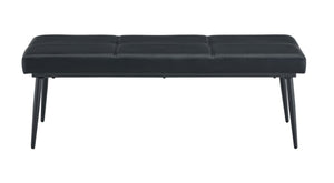 English Elm Dining Bench Faux Leather Upholstered with Arched Electroplated Legs for Modern Rooms Black W3493P449306