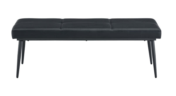 English Elm Dining Bench Faux Leather Upholstered with Arched Electroplated Legs for Modern Rooms Black W3493P449306