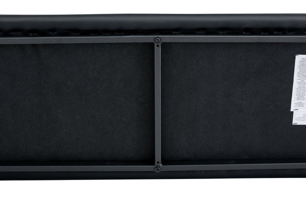English Elm Dining Bench Faux Leather Upholstered with Arched Electroplated Legs for Modern Rooms Black W3493P449306
