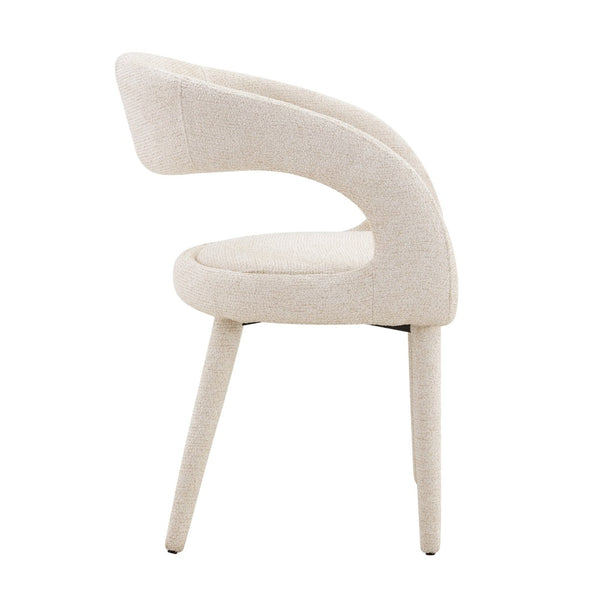 English Elm Premium Boucle Sherpa Armchair Set Nordic Sculptural Hollow Back Dining Accent Seat Off White W3493P461611
