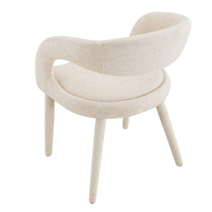 English Elm Premium Boucle Sherpa Armchair Set Nordic Sculptural Hollow Back Dining Accent Seat Off White W3493P461611
