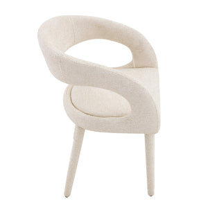 English Elm Premium Boucle Sherpa Armchair Set Nordic Sculptural Hollow Back Dining Accent Seat Off White W3493P461611