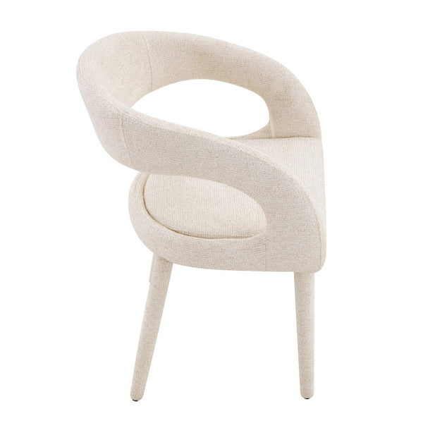English Elm Premium Boucle Sherpa Armchair Set Nordic Sculptural Hollow Back Dining Accent Seat Off White W3493P461611