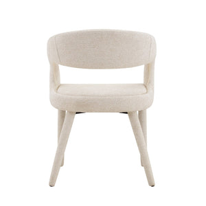 English Elm Premium Boucle Sherpa Armchair Set Nordic Sculptural Hollow Back Dining Accent Seat Off White W3493P461611