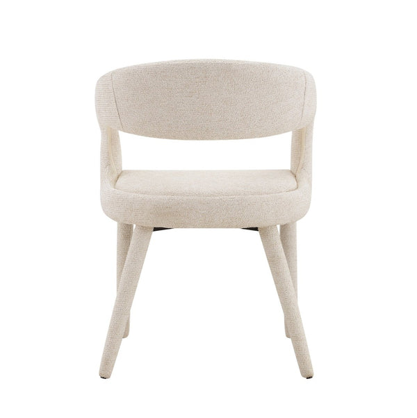 English Elm Premium Boucle Sherpa Armchair Set Nordic Sculptural Hollow Back Dining Accent Seat Off White W3493P461611