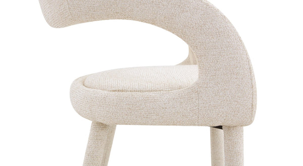 English Elm Premium Boucle Sherpa Armchair Set Nordic Sculptural Hollow Back Dining Accent Seat Off White W3493P461611
