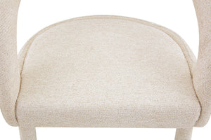 English Elm Premium Boucle Sherpa Armchair Set Nordic Sculptural Hollow Back Dining Accent Seat Off White W3493P461611