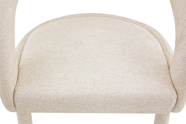 English Elm Premium Boucle Sherpa Armchair Set Nordic Sculptural Hollow Back Dining Accent Seat Off White W3493P461611