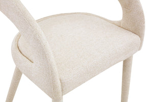 English Elm Premium Boucle Sherpa Armchair Set Nordic Sculptural Hollow Back Dining Accent Seat Off White W3493P461611