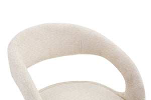 English Elm Premium Boucle Sherpa Armchair Set Nordic Sculptural Hollow Back Dining Accent Seat Off White W3493P461611