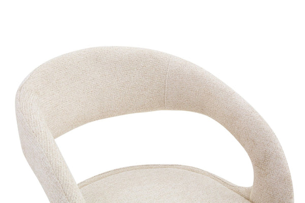 English Elm Premium Boucle Sherpa Armchair Set Nordic Sculptural Hollow Back Dining Accent Seat Off White W3493P461611
