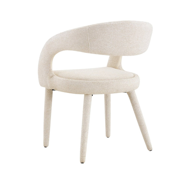 English Elm Premium Boucle Sherpa Armchair Set Nordic Sculptural Hollow Back Dining Accent Seat Off White W3493P461611