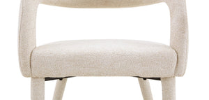 English Elm Premium Boucle Sherpa Armchair Set Nordic Sculptural Hollow Back Dining Accent Seat Off White W3493P461611