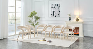 English Elm Premium Boucle Sherpa Armchair Set Nordic Sculptural Hollow Back Dining Accent Seat Off White W3493P461611