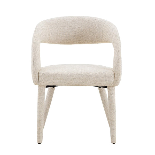 English Elm Premium Boucle Sherpa Armchair Set Nordic Sculptural Hollow Back Dining Accent Seat Off White W3493P461611