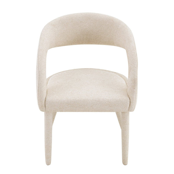 English Elm Premium Boucle Sherpa Armchair Set Nordic Sculptural Hollow Back Dining Accent Seat Off White W3493P461611
