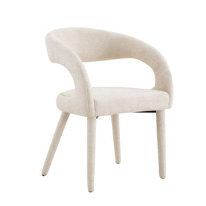 English Elm Premium Boucle Sherpa Armchair Set Nordic Sculptural Hollow Back Dining Accent Seat Off White W3493P461611