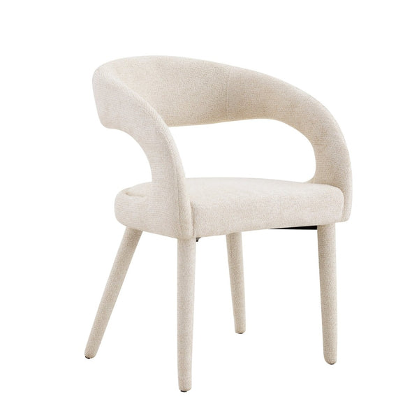 English Elm Premium Boucle Sherpa Armchair Set Nordic Sculptural Hollow Back Dining Accent Seat Off White W3493P461611