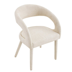 English Elm Premium Boucle Sherpa Armchair Set Nordic Sculptural Hollow Back Dining Accent Seat Off White W3493P461611