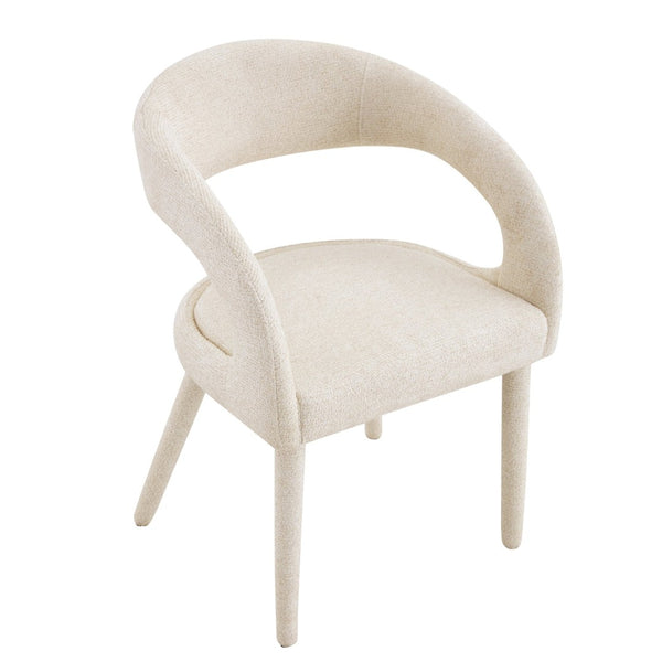English Elm Premium Boucle Sherpa Armchair Set Nordic Sculptural Hollow Back Dining Accent Seat Off White W3493P461611