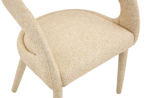 English Elm Premium Boucle Sherpa Armchair Set Nordic Sculptural Hollow Back Dining Accent Seat Oatmeal/Yellow W3493P461612